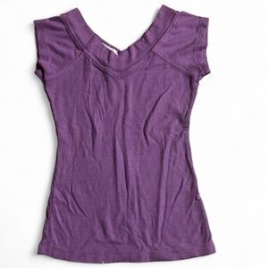 BDG Violet Ribbed Short Sleeve Top